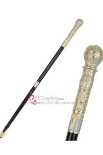 Gậy Quý Tộc Đầu Tròn Khắc Hoa Văn Đơn Giản - Vàng Trắng