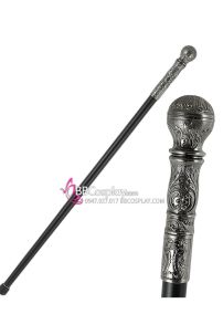 Gậy Quý Tộc Đầu Tròn Bạc Khắc Hoa Văn Đơn Giản