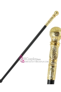Gậy Quý Tộc Đầu Tròn Vàng Khắc Hoa Văn Đơn Giản