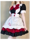 Đồ Nàng Hầu Maid Đen Đỏ Tạp Dề Trắng