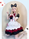 Đồ Nàng Hầu Maid Đen Đỏ Tạp Dề Trắng