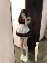 Đồ Nàng Hầu Maid Đen Đỏ Tạp Dề Trắng