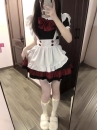 Đồ Nàng Hầu Maid Đen Đỏ Tạp Dề Trắng