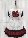Đồ Nàng Hầu Maid Đen Đỏ Tạp Dề Trắng