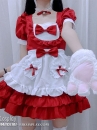 Đồ Nàng Hầu Maid Đỏ Tạp Dề Trắng Kèm Nhiều Nơ