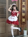 Đồ Nàng Hầu Maid Đỏ Tạp Dề Trắng Kèm Nhiều Nơ