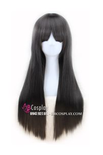 Tóc Giả Đen Mái Ngang Dài 80Cm