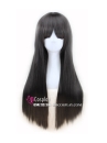 Tóc Giả Đen Mái Ngang Dài 80Cm
