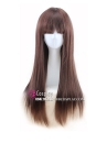 Tóc Giả Nâu Đậm Mái Ngang Dài 80Cm