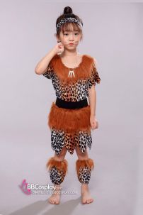 Trang Phục Thổ Dân Da Beo Cho Bé Gái Viền Lông