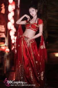 Đồ Công Chúa Ba Tư Thêu Khổng Tước - Màu Đỏ