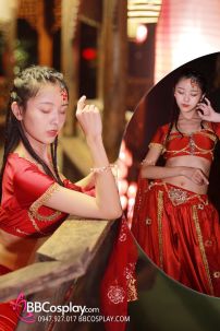 Đồ Công Chúa Ba Tư Thêu Khổng Tước - Màu Đỏ