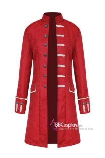 Vest Nam Châu Âu Napoleon Màu Đỏ Tươi Vest Thuyền Trưởng Hook