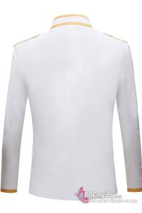 Vest Hoàng Tử Trắng Viền Vàng Vest Nam Tước