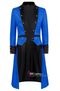 Áo Khoác Công Tước Dáng Dài Xanh Cổ Nhung Đen