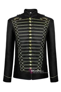 Vest Cổ Điển Phục Hưng Edwardian Đen Viền Chỉ Vàng