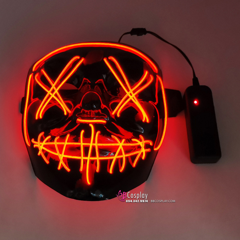 Mặt Nạ Halloween Có Đèn Led Vàng Điện Tử Dùng Pin