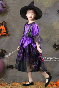 Đồ Cô Phù Thủy Bé Gái - Màu Tím