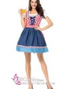 Đầm Dirndl Đỏ Phối Xanh