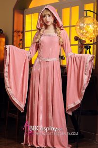 Đồ Phù Thuỷ Tay Loe Có Nón Vải Nhung - Màu Hồng Pastel