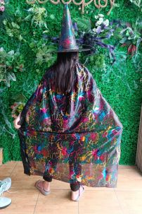 Nón Phù Thủy 1 Lớp Màu Đen Hình Mạng Nhện Cầu Vồng