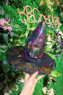 Nón Phù Thủy 1 Lớp Màu Đen Hình Mạng Nhện Cầu Vồng