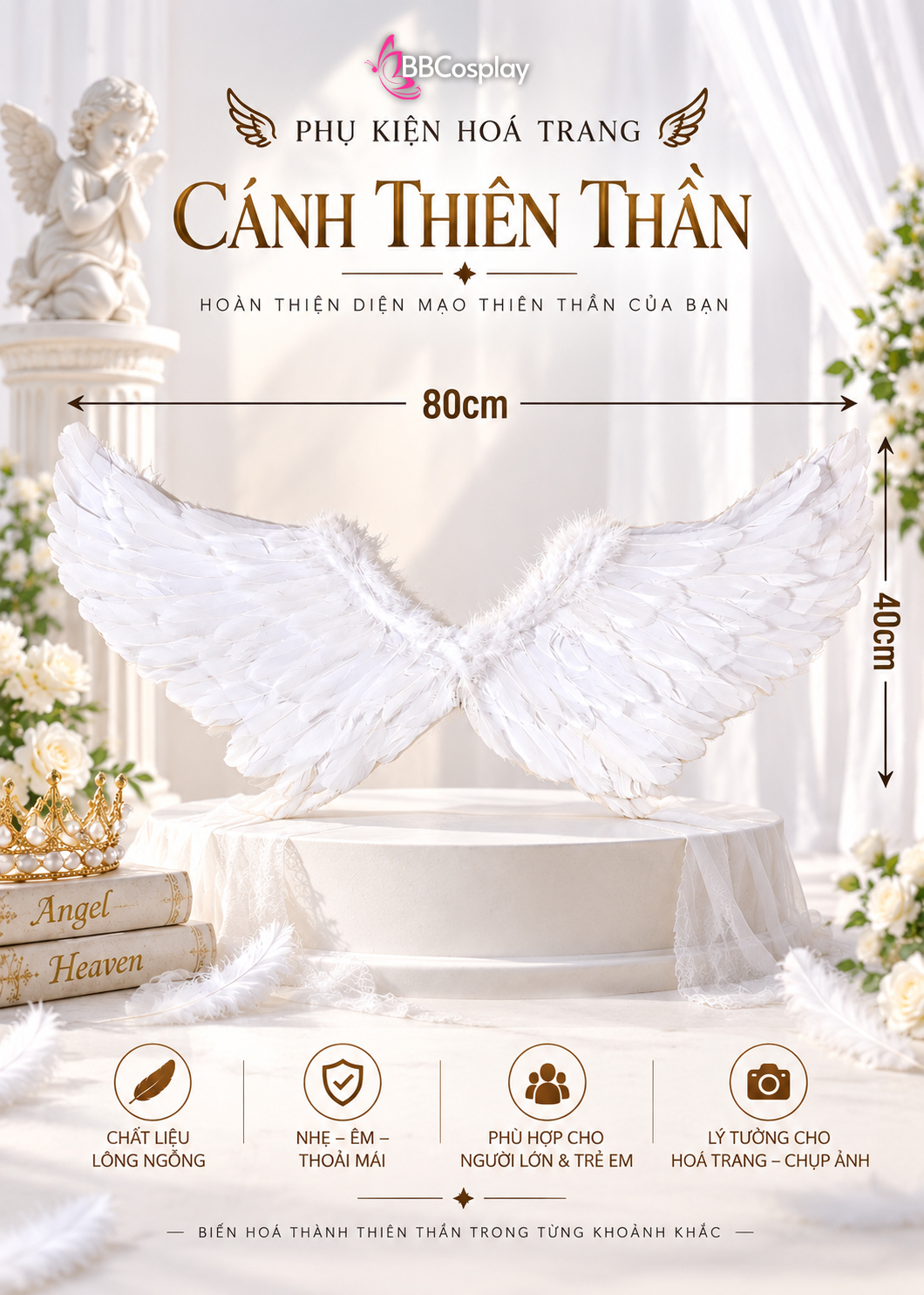 Cánh Thiên Thần Lông Ngỗng 80X40Cm