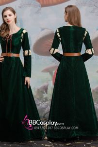 Đồ Merida - Nhung Xanh Rêu Phối Ren Tặng Kèm Thắt Lưng