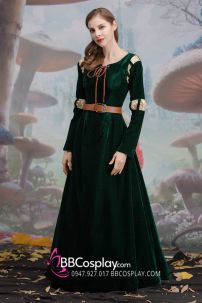 Đồ Merida - Nhung Xanh Rêu Phối Ren Tặng Kèm Thắt Lưng