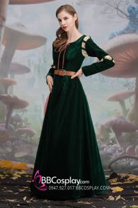 Đồ Merida - Nhung Xanh Rêu Phối Ren Tặng Kèm Thắt Lưng