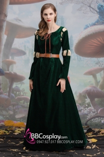 Trang Phục Merida - Nhung Xanh Rêu Phối Ren Tặng Kèm Thắt Lưng