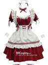 Đồ Nàng Hầu Maid Tay Phồng Tạp Dề Trắng Phối Nơ - Màu Đỏ