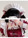 Đồ Nàng Hầu Maid Tay Phồng Tạp Dề Trắng Phối Nơ - Màu Đỏ
