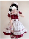 Đồ Nàng Hầu Maid Tay Phồng Tạp Dề Trắng Phối Nơ - Màu Đỏ