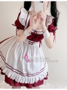 Đồ Nàng Hầu Maid Tay Phồng Tạp Dề Trắng Phối Nơ - Màu Đỏ