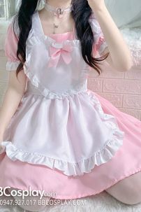 Trang Phục Nàng Hầu Maid Tạp Dề Trái Tim - Màu Hồng