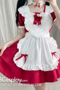 Trang Phục Nàng Hầu Maid Tạp Dề Trái Tim - Màu Đỏ