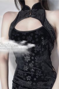 Sườn Xám Đen Gấm Sexy