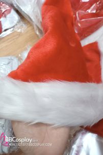 Nón Ông Già Noel Vải Nhung Viền Lông Dài