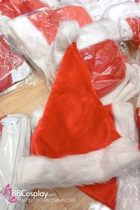 Nón Ông Già Noel Vải Nhung Viền Lông Dài