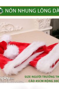 Nón Ông Già Noel Vải Nhung Viền Lông Dài