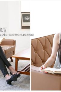 Tóc Giả Chẻ Ngôi Giữa Nâu Đậm 70Cm