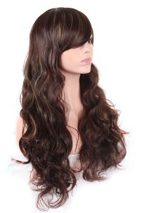 Tóc Giả Nâu Xoăn Móc Line Vàng 65Cm