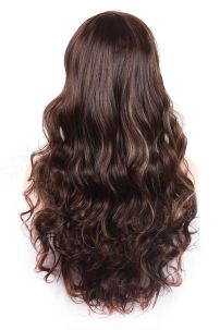 Tóc Giả Nâu Xoăn Móc Line Vàng 65Cm