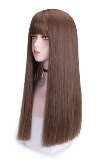 Tóc Giả Nâu Thẳng Mái Ngang 70Cm