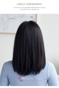 Tóc Giả Đen Cúp Ngang Vai Mái Ngang Xinh Xắn