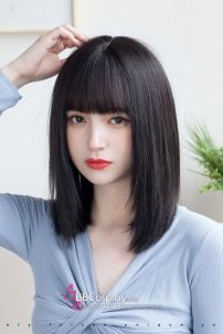 Tóc Giả Đen Cúp Ngang Vai Mái Ngang Xinh Xắn