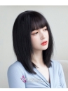 Tóc Giả Đen Cúp Ngang Vai Mái Ngang Xinh Xắn