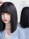 Tóc Giả Đen Cúp Ngang Vai Mái Ngang Xinh Xắn