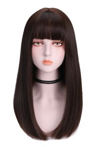 Tóc Giả Đen Mái Thưa Cúp Nhẹ 65Cm